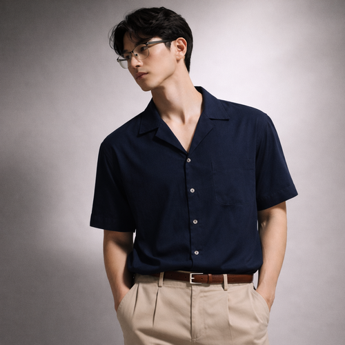 Camp Collar Shirt - Navy